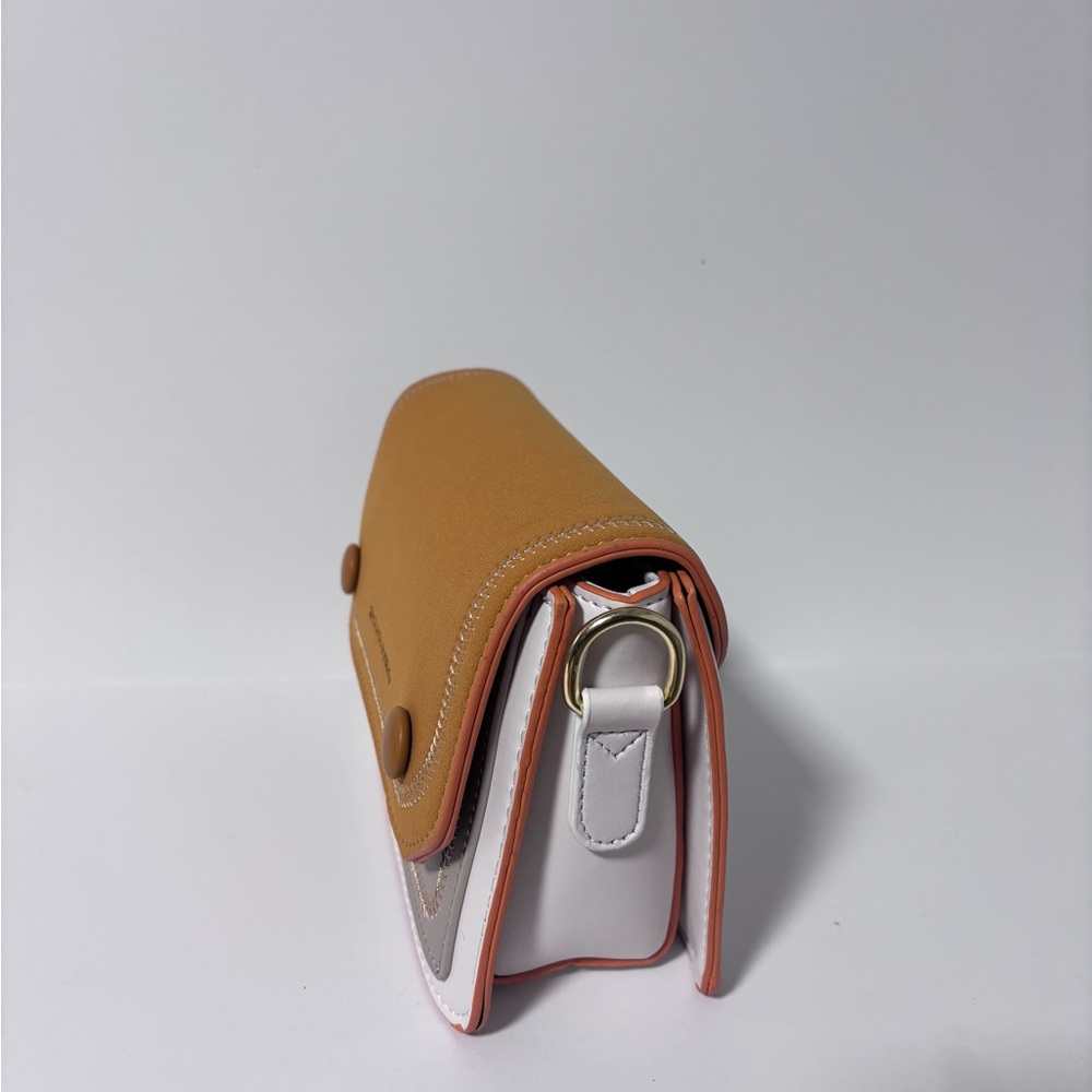 1292-Mini Tan and White Women's Bag - Picture 5 of 6